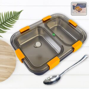 Stainless Steel Lunch Box 2 Section Lunch Box With Spoon Stainless Steel Lunch Box 2 Section Lunch Box With Spoon