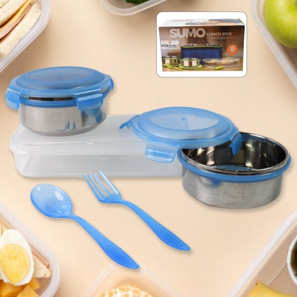 Sumo Lunch Box with Bag – Plastic Lunch Box & Spoon/Fork Set (2 Pc) Sumo Lunch Box with Bag – Plastic Lunch Box & Spoon/Fork Set (2 Pc)