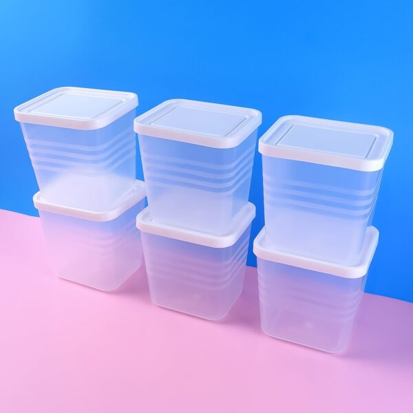 Transparent Square Plastic Food Storage Container Set (6 Pc) Transparent Square Plastic Food Storage Container Set (6 Pc)