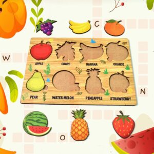 Wooden Fruits Puzzle Learning Educational Board (1 Set / 28×20 Cm) Wooden Fruits Puzzle Learning Educational Board (1 Set / 28×20 Cm)