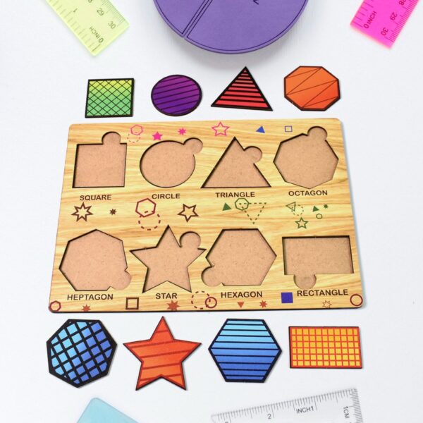 Wooden Triangles Puzzle Learning Educational Board (1 Set / 28×20 Cm) Wooden Triangles Puzzle Learning Educational Board (1 Set / 28×20 Cm)