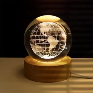 World 3D Crystal Ball lamps With Wood Base (1 Pc) World 3D Crystal Ball lamps With Wood Base (1 Pc)