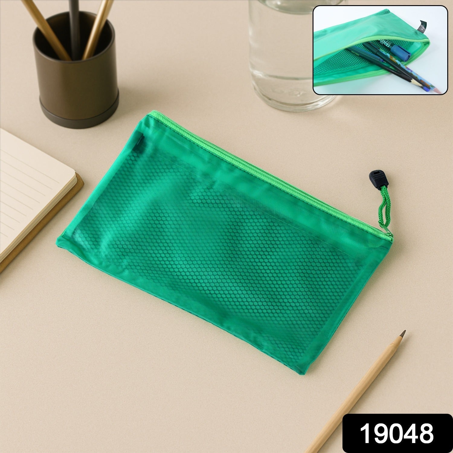 Zipper Mesh Pouch Multipurpose Travel Bag for Cosmetics Makeup Offices (25×16 Cm)