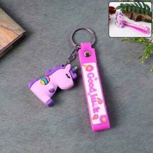 Cute Cartoon Silicone 3D Key Chain with Metal Hook & Strap (Pack of 1) Cute Cartoon Silicone 3D Key Chain with Metal Hook & Strap (Pack of 1)