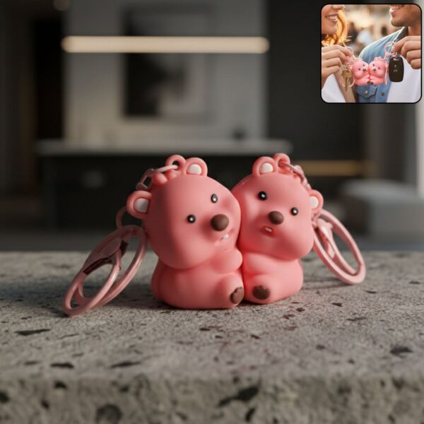 Cute Couple Bear Shape 2-in-1 Keychain Set (2 Pieces Set) Cute Couple Bear Shape 2-in-1 Keychain Set (2 Pieces Set)