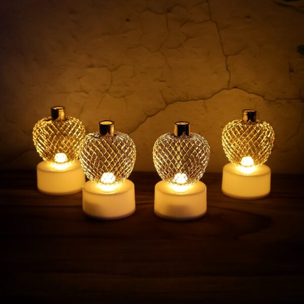 Decorative Apple Shape LED Tealight Candles – (4 Pc) Decorative Apple Shape LED Tealight Candles – (4 Pc)