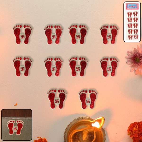 Decorative Goddess Laxmi Footprint Sticker – (Set)