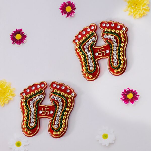 Decorative Laxmi Charan Paduka Sticker Set (Pack of 2 Pc) Decorative Laxmi Charan Paduka Sticker Set (Pack of 2 Pc)
