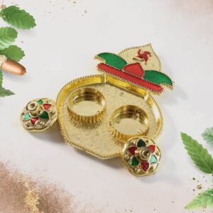 Decorative Plastic Kalash-Shape Double Kumkum Box (Mix Design, 1 Pc) Decorative Plastic Kalash-Shape Double Kumkum Box (Mix Design, 1 Pc)