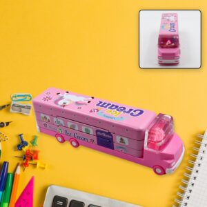 Double Decker Magic Truck Compass Multi Level Metal Pencil Case Double Decker Magic Truck Compass Multi Level Metal Pencil Case
