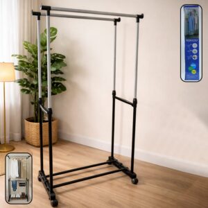 Double Pole Adjustable Garment Stand (1 Set) Double Pole Adjustable Garment Stand (1 Set)
