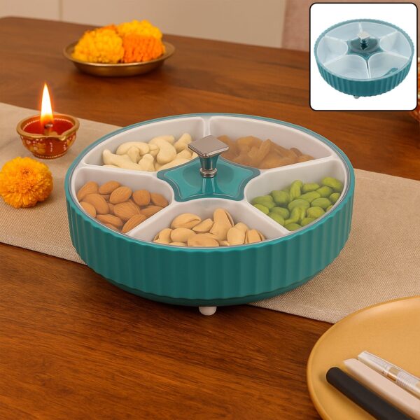 Dry Fruit & Snack Organizer: 360° Revolving Box (7 Compartments, Airtight) Dry Fruit & Snack Organizer: 360° Revolving Box (7 Compartments, Airtight)