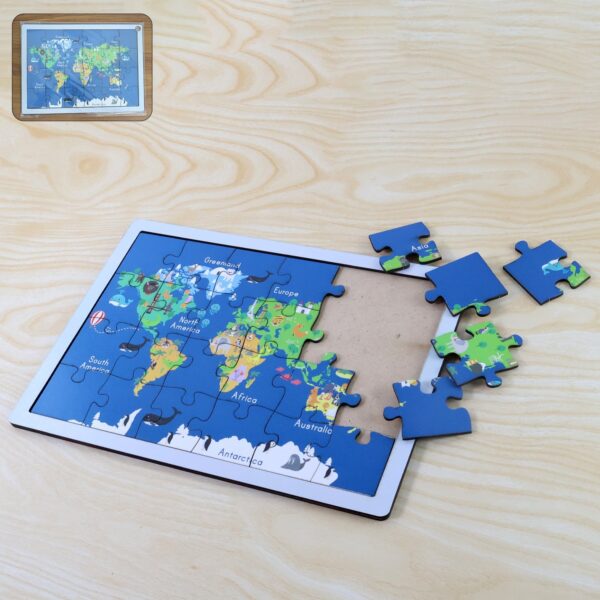 Educational Wooden World Map Puzzle for Kids – (1 Set) Educational Wooden World Map Puzzle for Kids – (1 Set)