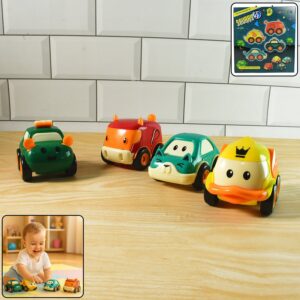 Funwoods Animal Cartoon Pull-Back Toy Car – (4 Pc / Set)